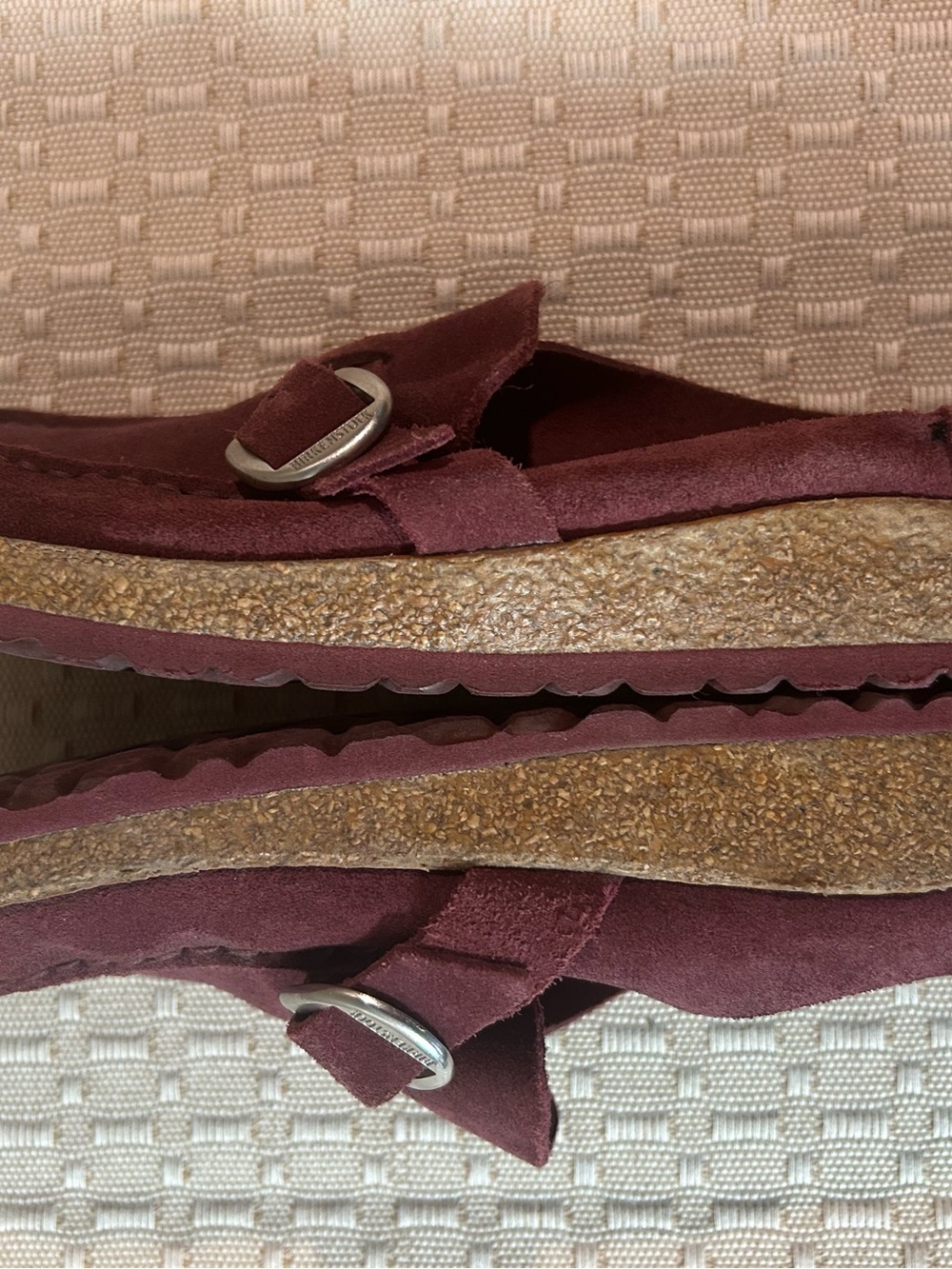 Birkenstock Buckley Clogs Size 38 Maroon Suede - Picture 6 of 7